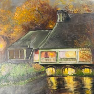 The Cottage Near Waterfall - Original 24x24 inches on Canvas