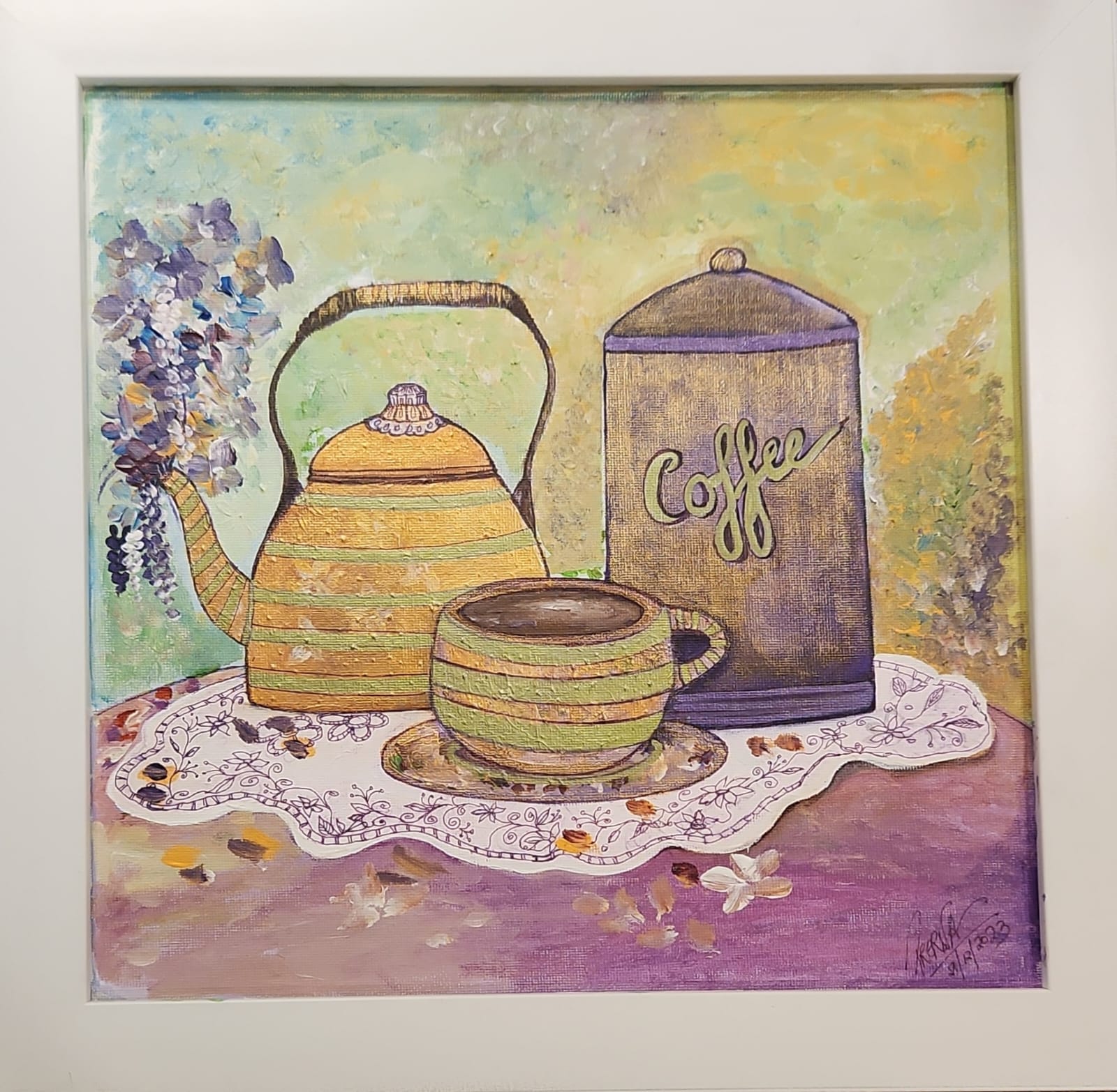 Soirée - Original 14x14 inches framed (without is 12x12 inches $649.99) on Canvas
