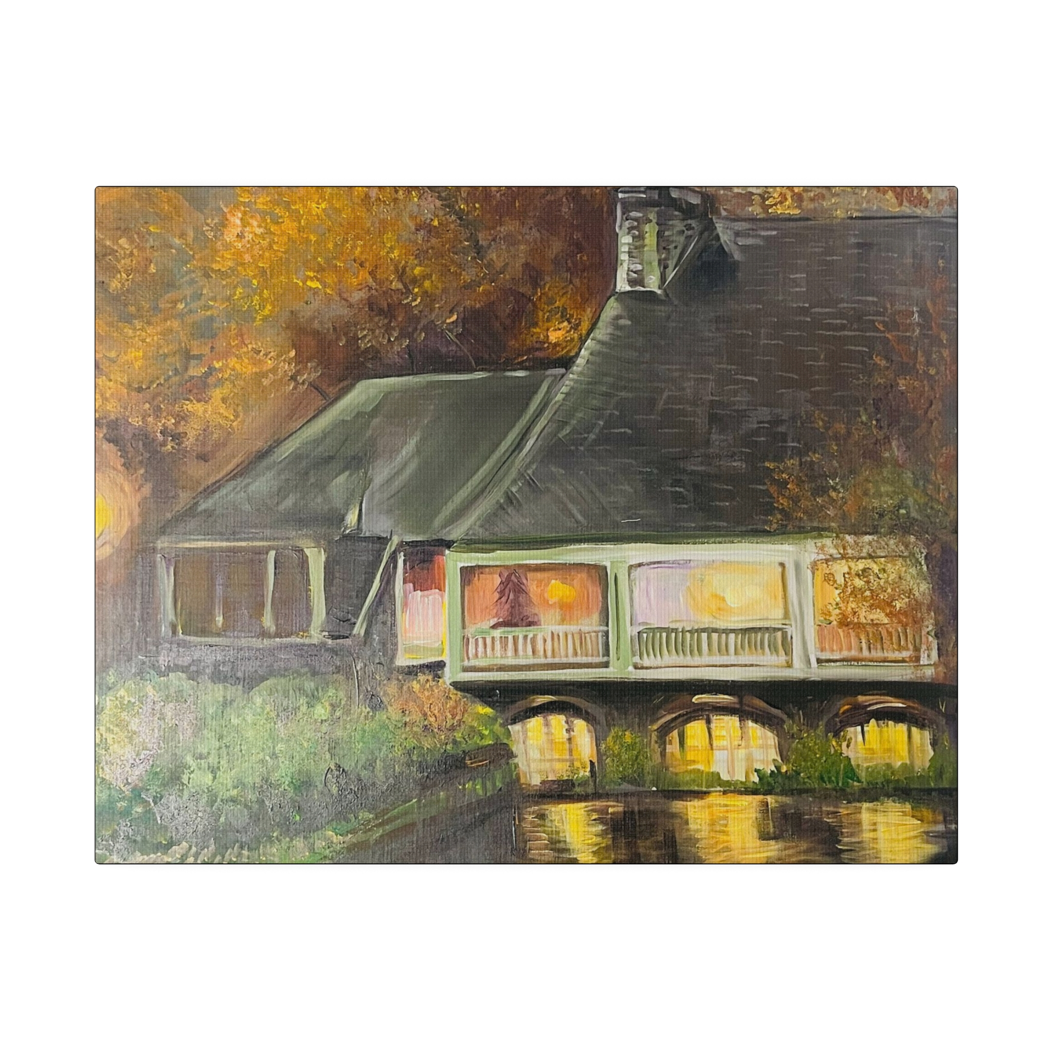 The Cottage near waterfall (Matte Canvas, Stretched, 0.75")