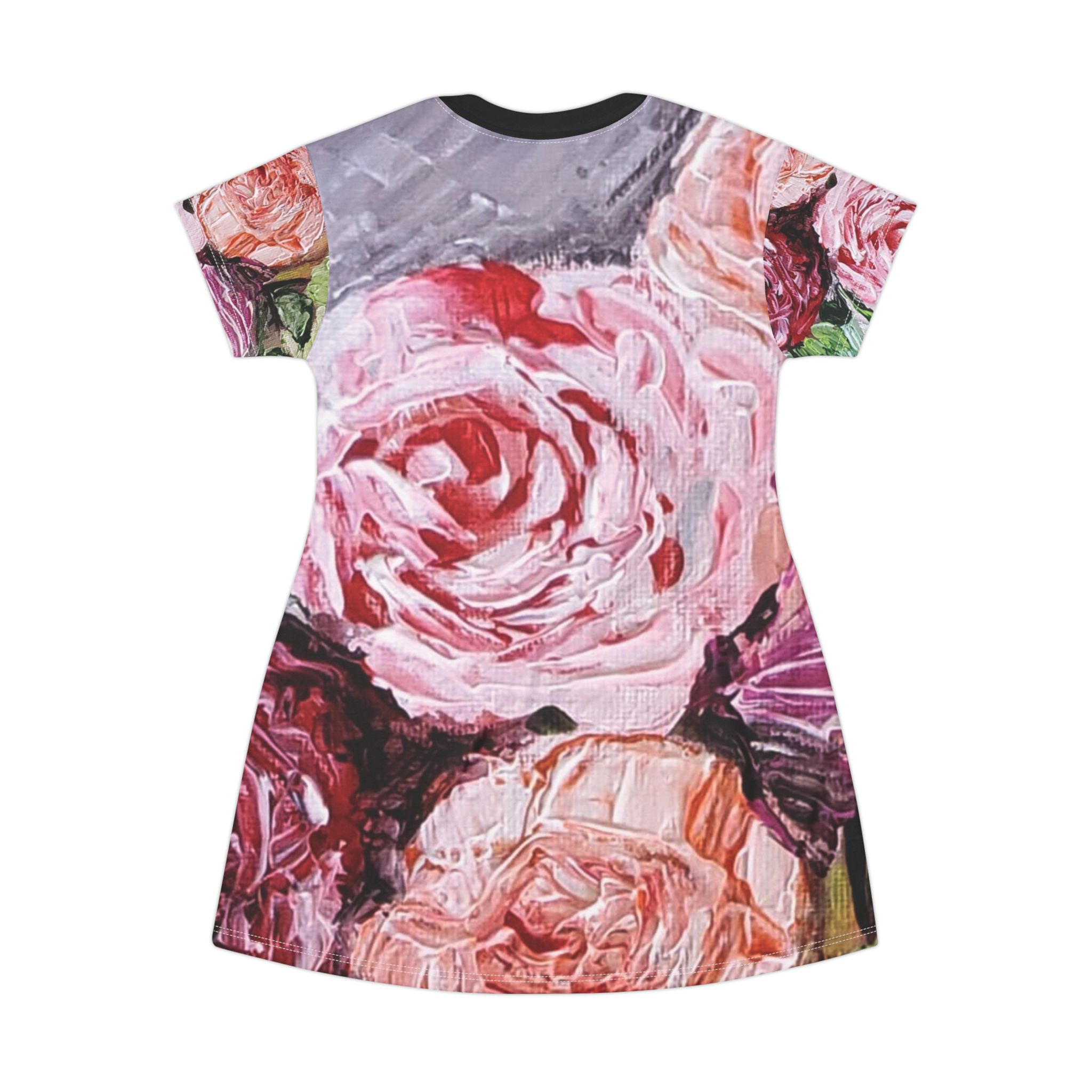 "Jarrón de Flores" ( T-Shirt Dress) - Vibrant Spring Summer Style for Casual Outings - Image 3