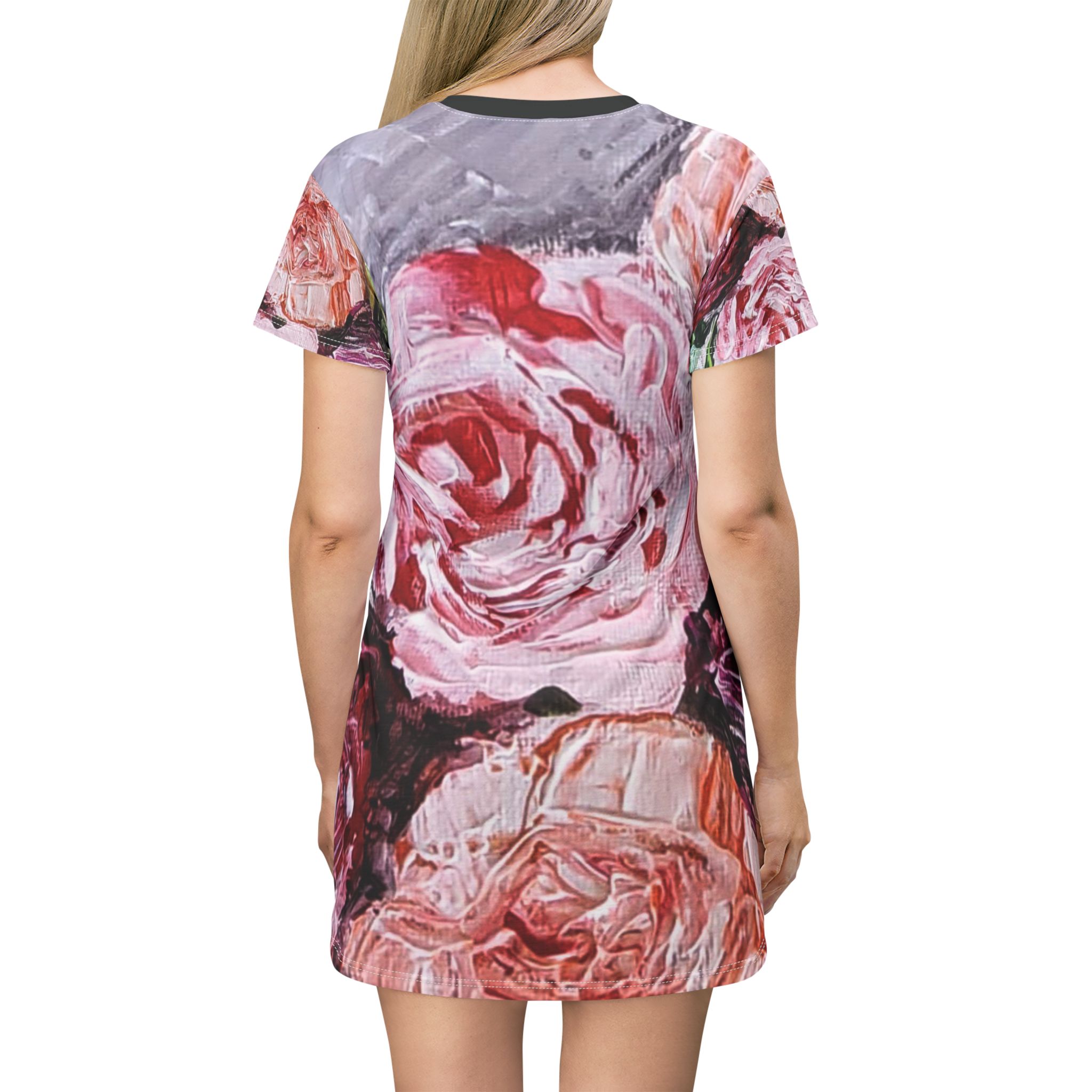 "Jarrón de Flores" ( T-Shirt Dress) - Vibrant Spring Summer Style for Casual Outings - Image 4