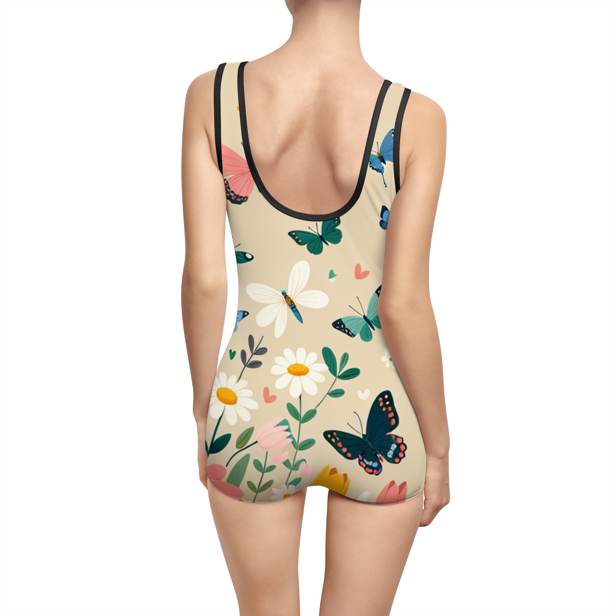 Women's Vintage Butterfly Print Swimsuit - Floral Swimwear for Summer Fun - Image 2