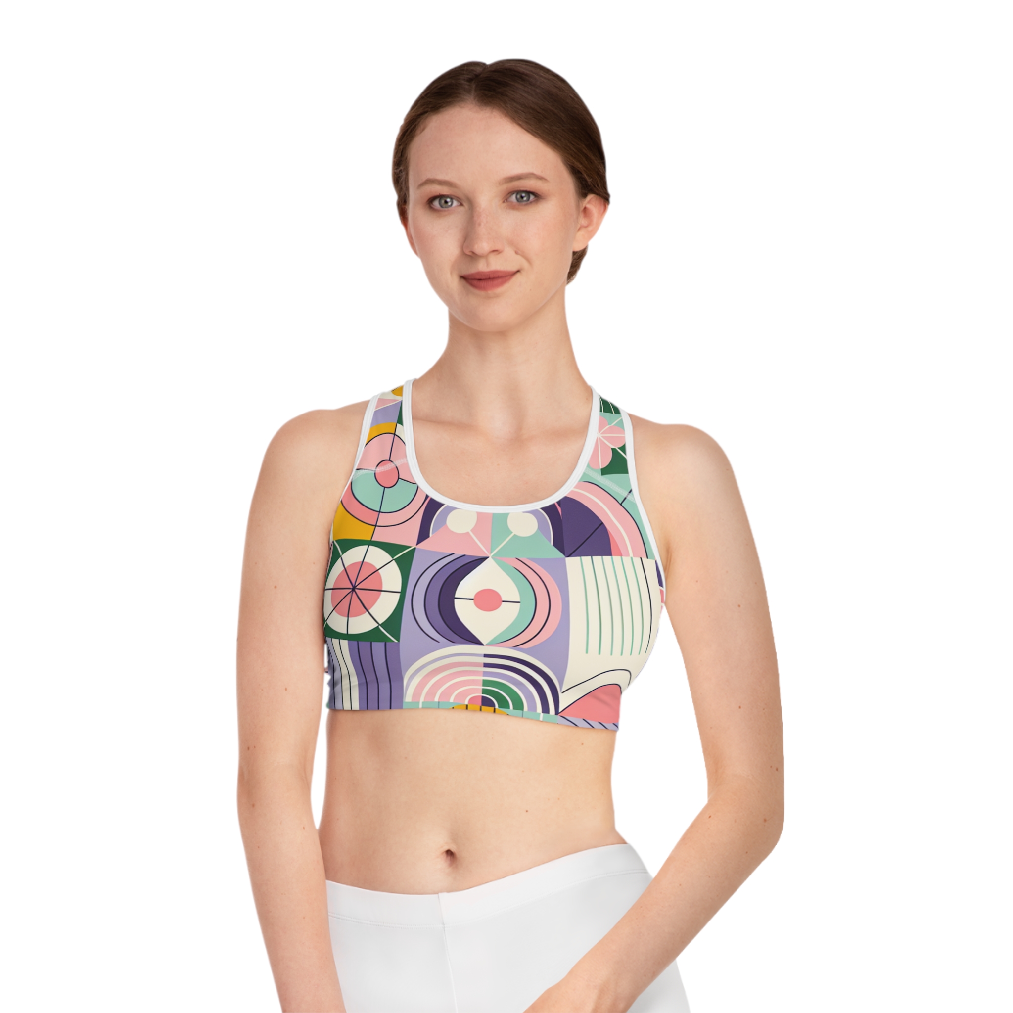 Colorful Geometric Sports Bra for Fitness and Activewear - Image 3