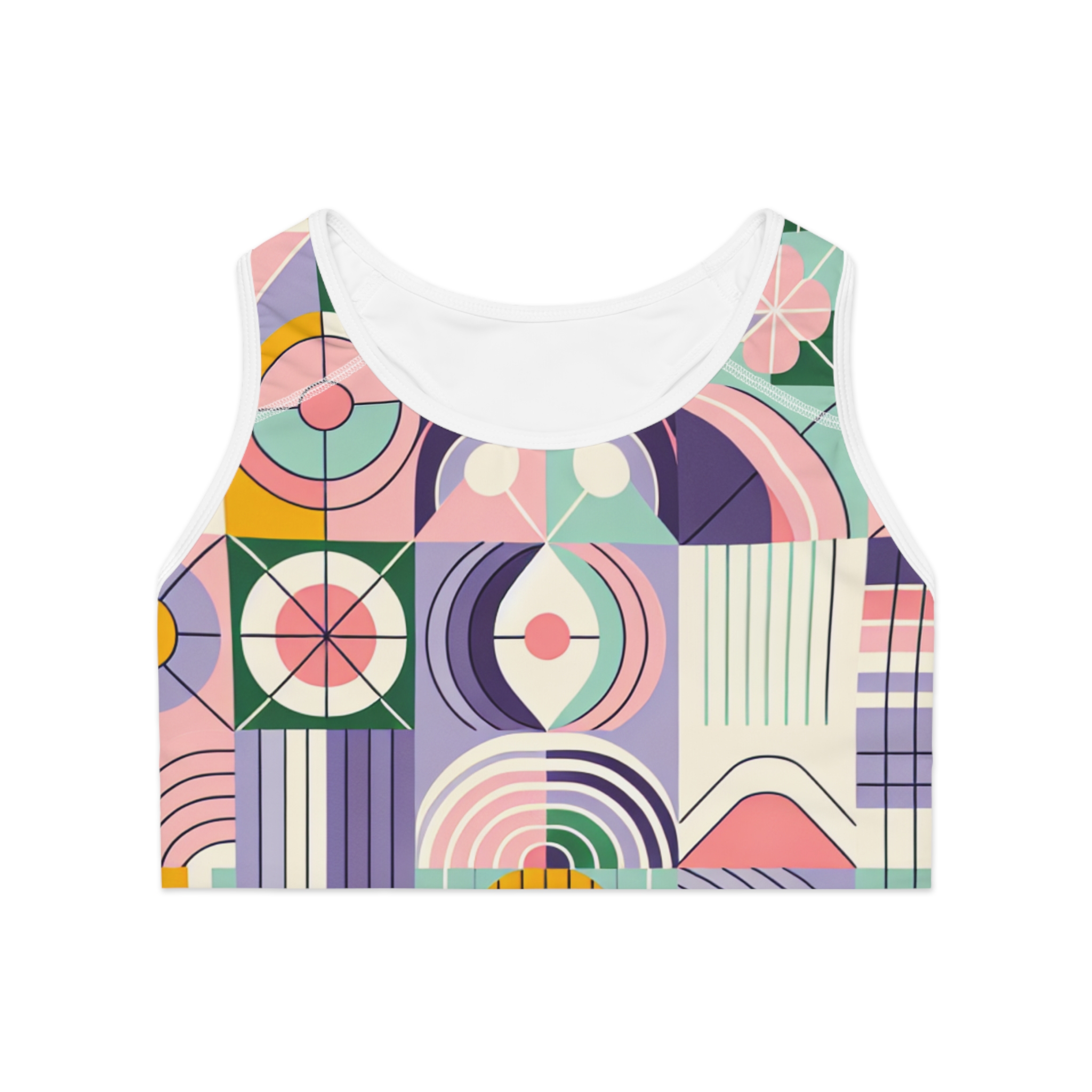 Colorful Geometric Sports Bra for Fitness and Activewear