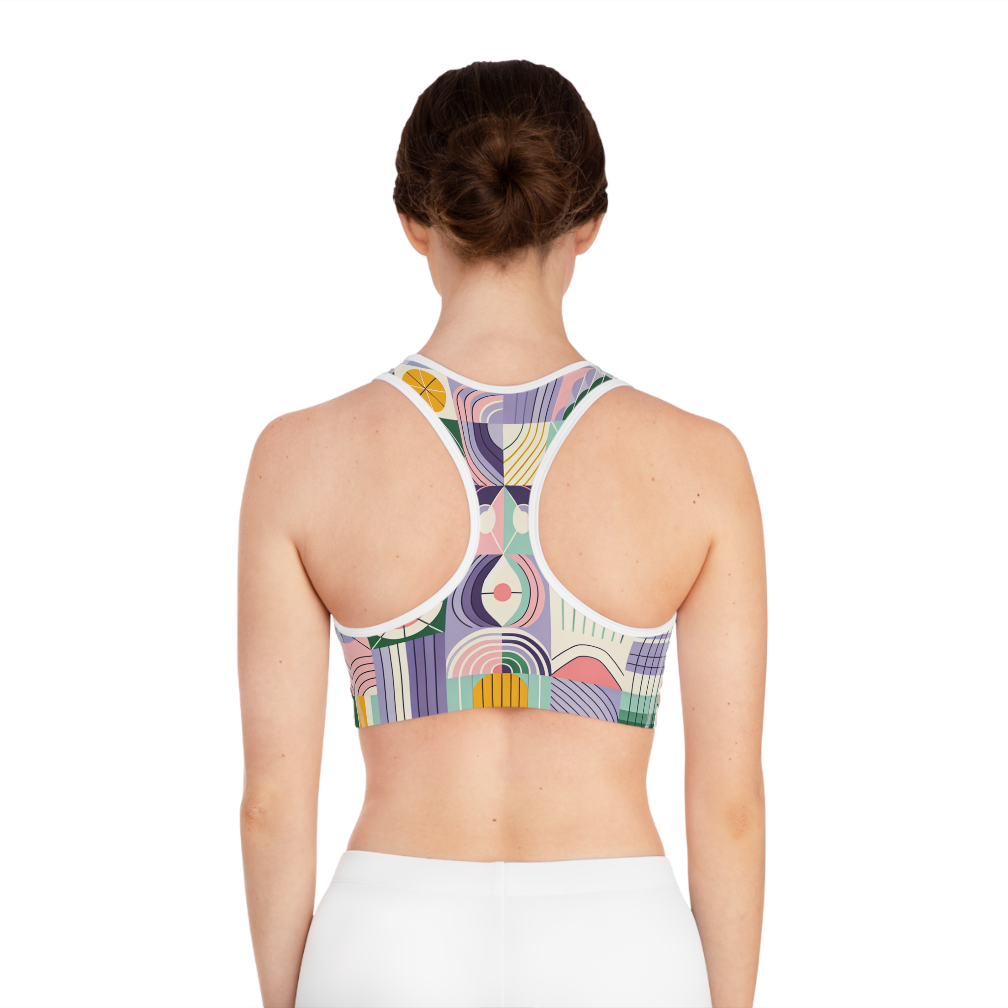 Colorful Geometric Sports Bra for Fitness and Activewear - Image 4