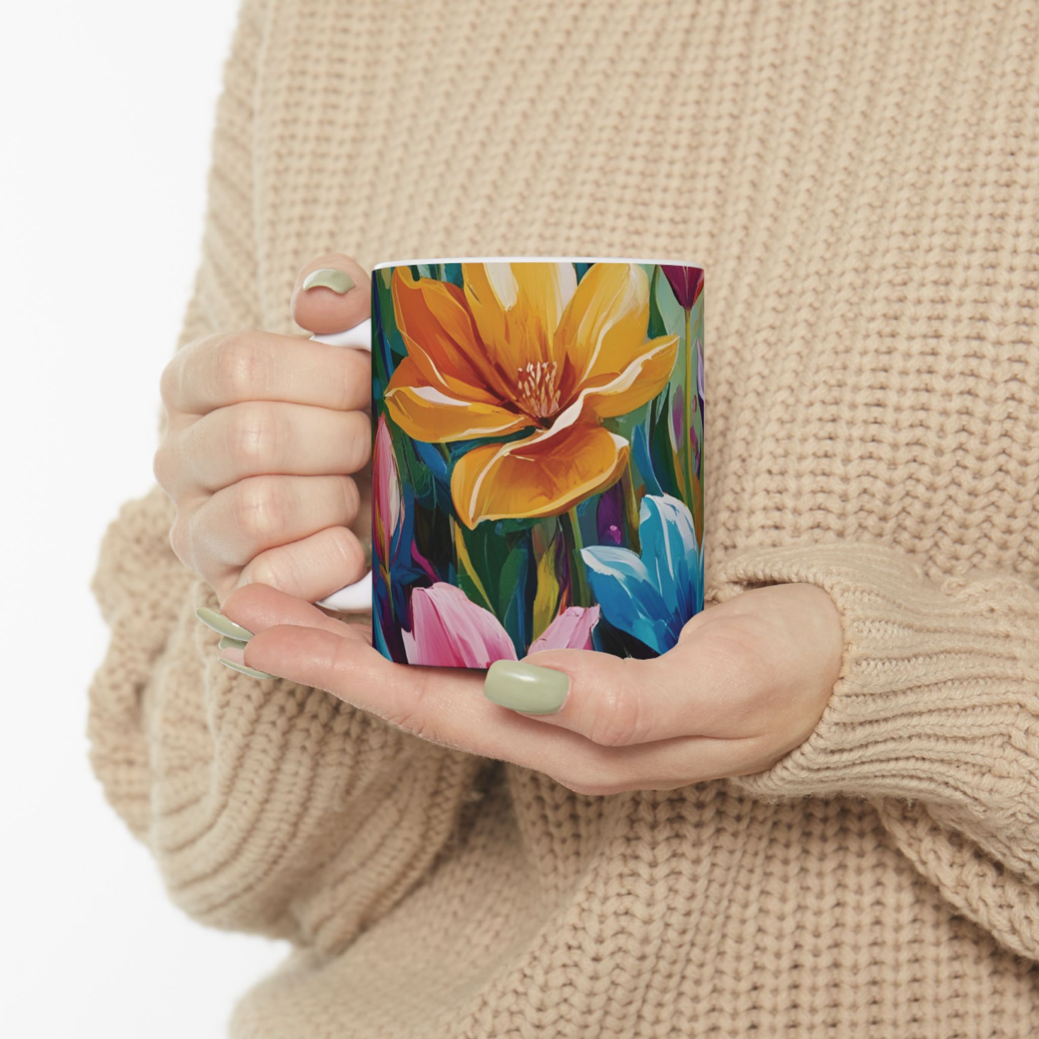 Vibrant Floral Ceramic Mug - 11oz & 15oz - Perfect Gift for Garden Lovers - Image 3
