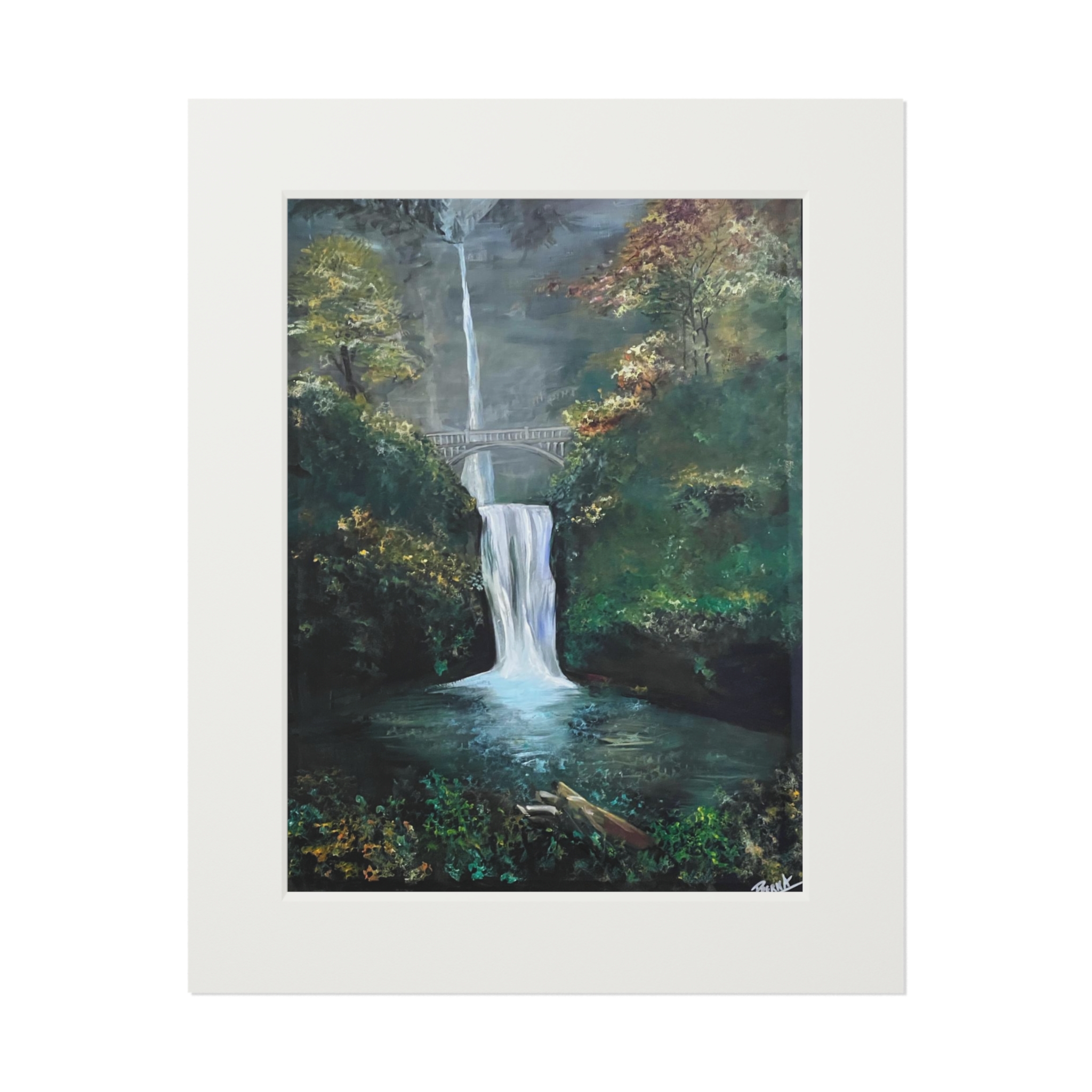 Nature's Cascade Waterfall (original painting art print) - Landscape Artwork, Home Decoration, Gift for Art Lovers ,family and friends. - Image 2